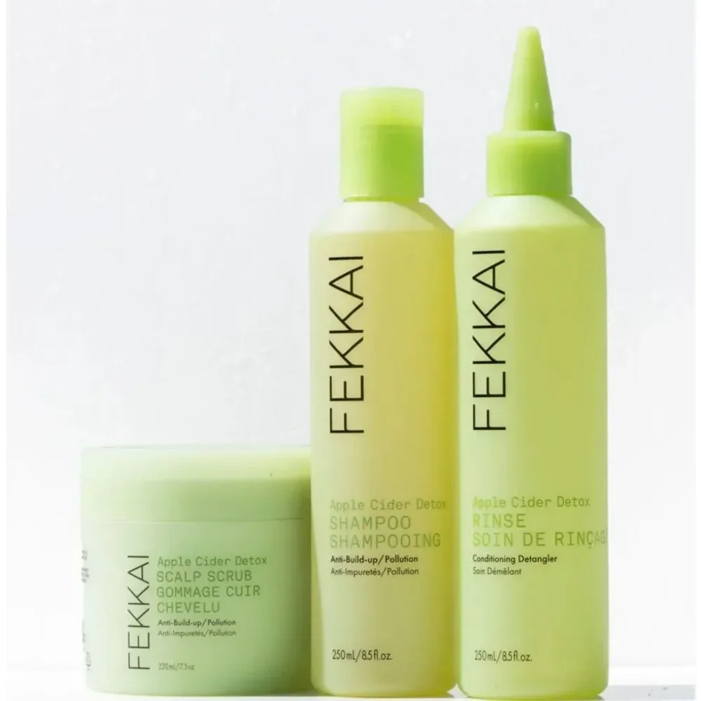 FEKKAI -NWT 3-Piece Apple Cider Detox Hair Care Products/Shampoo,  Rinse & Scrub